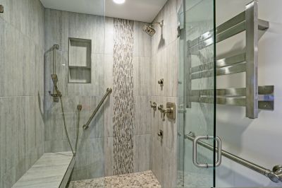 Small Bathroom Shower with Tile Accents
